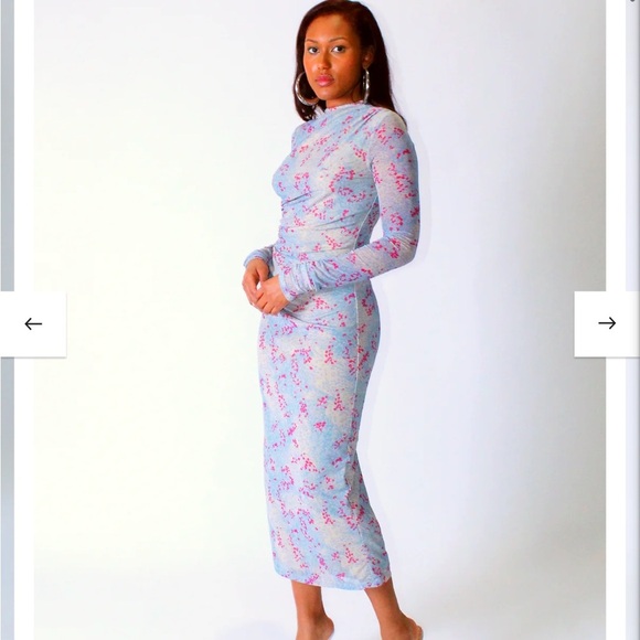 Undra Celeste Double Ruched Mesh Dress Size Medium - Picture 1 of 8